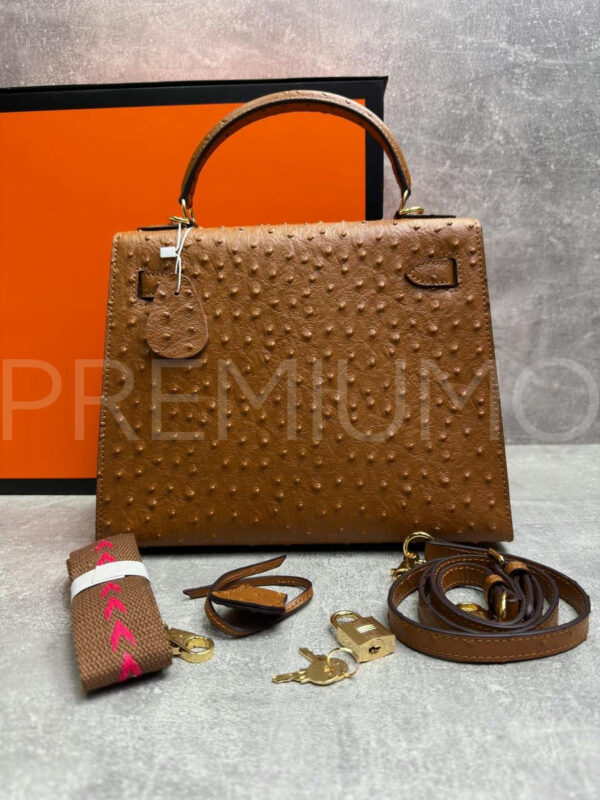 Hermes Kelly ostrich 28 сумка PR702590 3