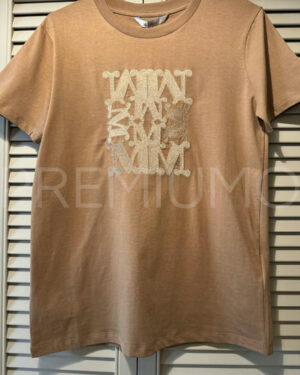 Max Mara футболка коричневая с лого PR537935