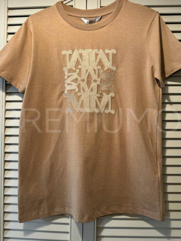 Max Mara футболка коричневая с лого PR537935