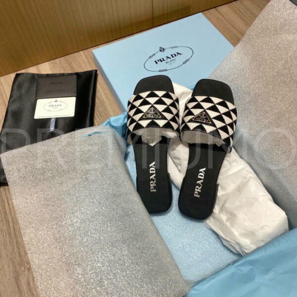 Prada Embroidered Fabric шлепанцы PR571204 4