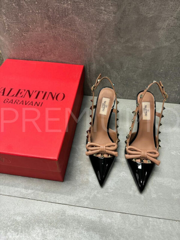Valentino Rockstud Bow Slingback Pump In Patent Leather with Matching Studs туфли PR310685 3