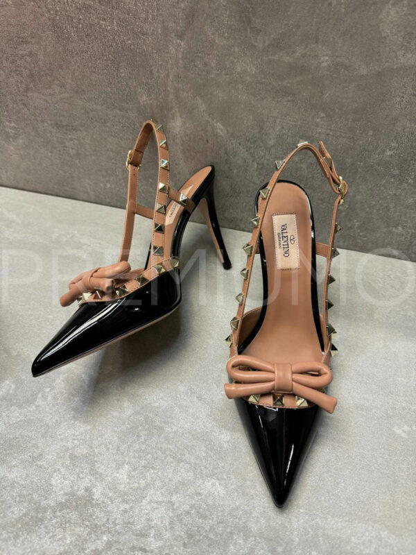 Valentino Rockstud Bow Slingback Pump In Patent Leather with Matching Studs туфли PR310685 4