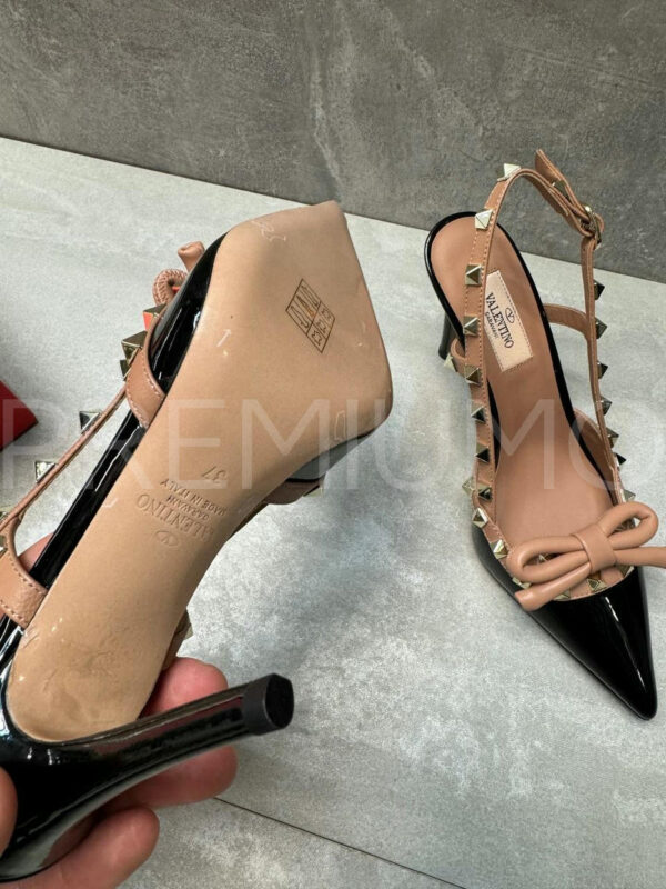 Valentino Rockstud Bow Slingback Pump In Patent Leather with Matching Studs туфли PR310685 7