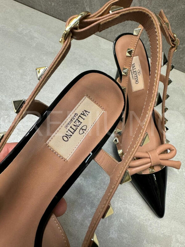 Valentino Rockstud Bow Slingback Pump In Patent Leather with Matching Studs туфли PR310685 6