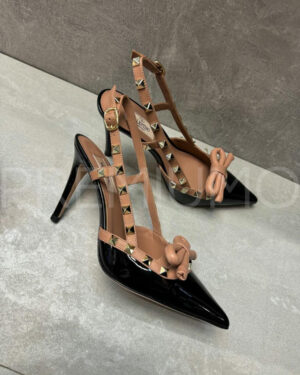 Valentino Rockstud Bow Slingback Pump In Patent Leather with Matching Studs туфли PR310685