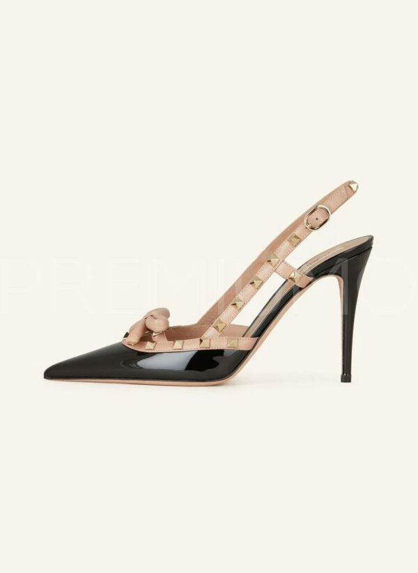 Valentino Rockstud Bow Slingback Pump In Patent Leather with Matching Studs туфли PR310685 9