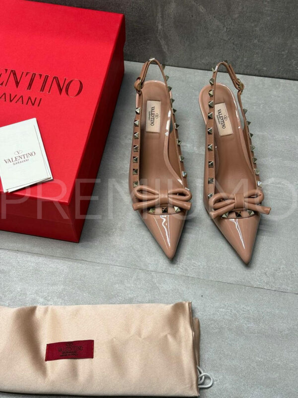Valentino Rockstud Bow Slingback Pump In Patent Leather with Matching Studs туфли PR369159 3