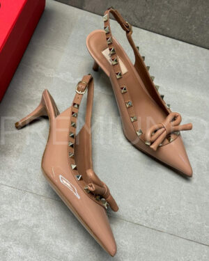 Valentino Rockstud Bow Slingback Pump In Patent Leather with Matching Studs туфли PR369159