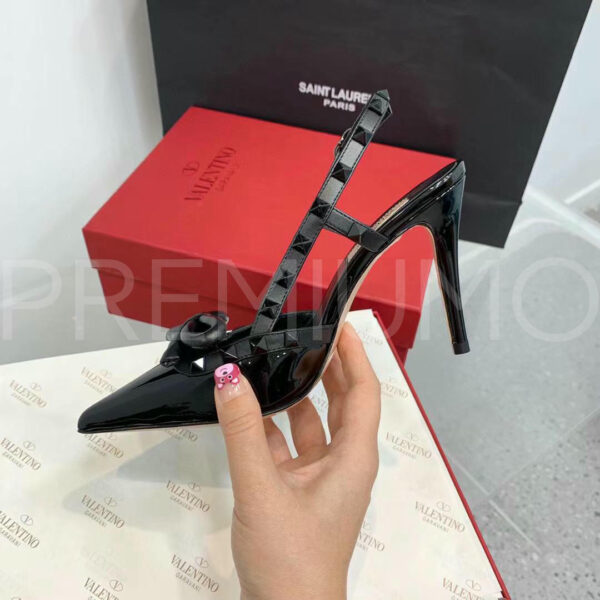 Valentino Rockstud Bow Slingback Pump In Patent Leather with Matching Studs туфли PR428743 5