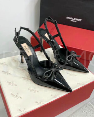Valentino Rockstud Bow Slingback Pump In Patent Leather with Matching Studs туфли PR428743