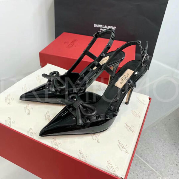 Valentino Rockstud Bow Slingback Pump In Patent Leather with Matching Studs туфли PR428743 3
