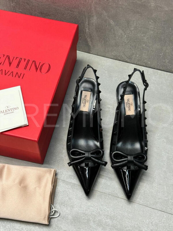 Valentino Rockstud Bow Slingback Pump In Patent Leather with Matching Studs туфли PR730979 4