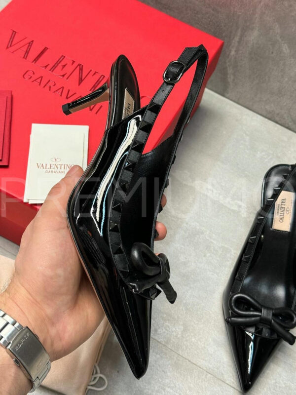 Valentino Rockstud Bow Slingback Pump In Patent Leather with Matching Studs туфли PR730979 6