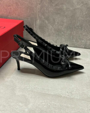 Valentino Rockstud Bow Slingback Pump In Patent Leather with Matching Studs туфли PR730979