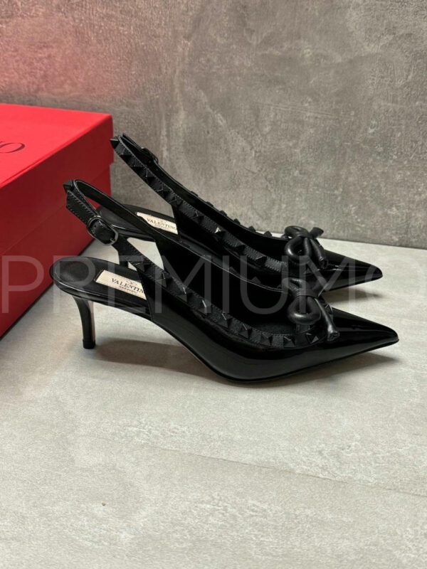 Valentino Rockstud Bow Slingback Pump In Patent Leather with Matching Studs туфли PR730979