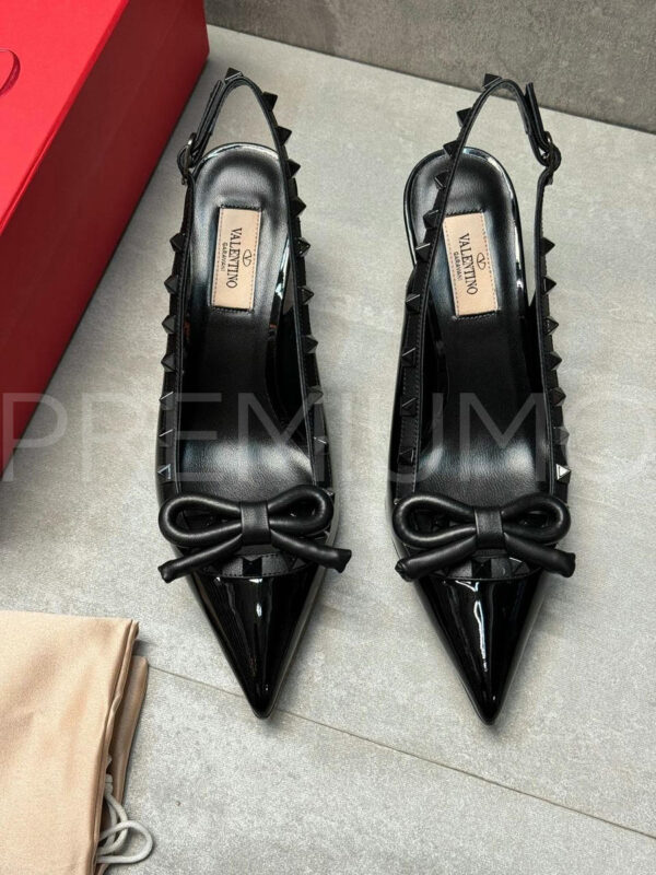 Valentino Rockstud Bow Slingback Pump In Patent Leather with Matching Studs туфли PR730979 3