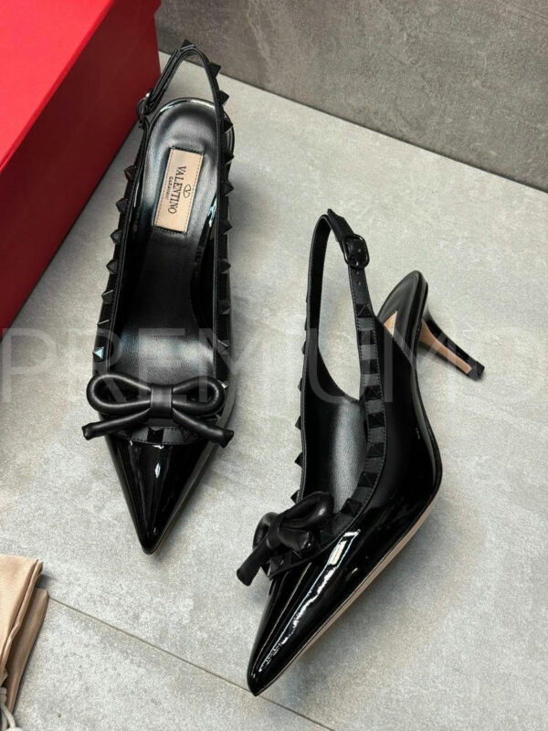 Valentino Rockstud Bow Slingback Pump In Patent Leather with Matching Studs туфли PR730979 2