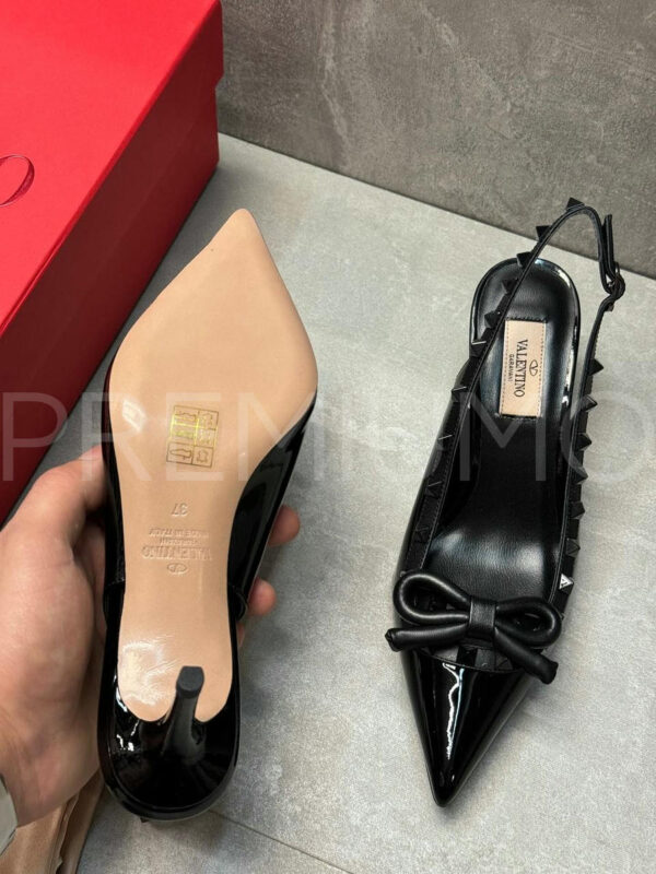 Valentino Rockstud Bow Slingback Pump In Patent Leather with Matching Studs туфли PR730979 9