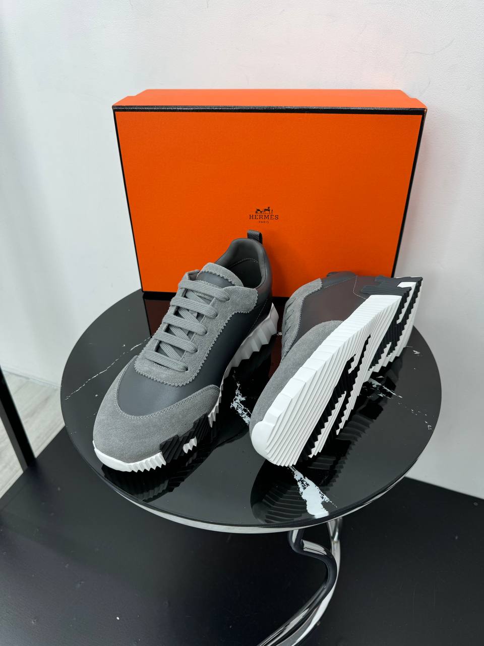 Кожаные кроссовки Hermes синие PR7764 2 Кожаные кроссовки Hermes синие PR7764 2