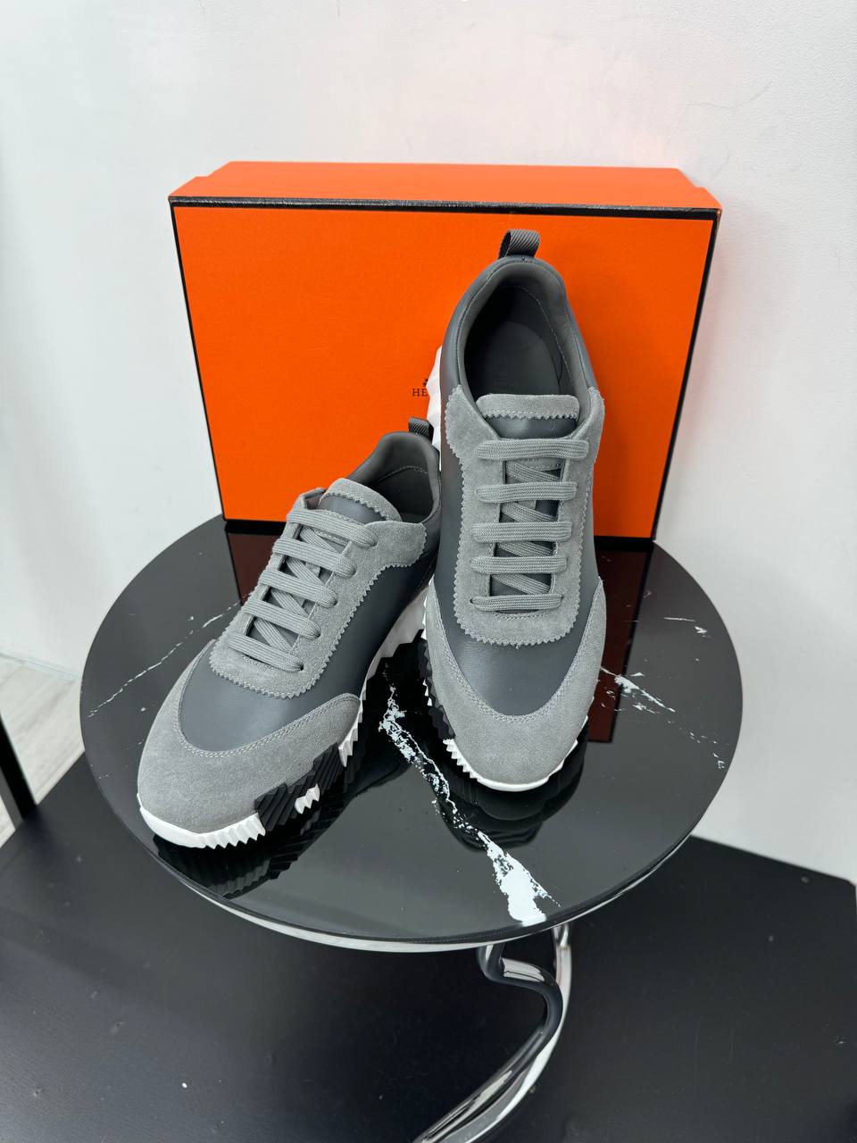 Кожаные кроссовки Hermes синие PR7764 9 Кожаные кроссовки Hermes синие PR7764 9