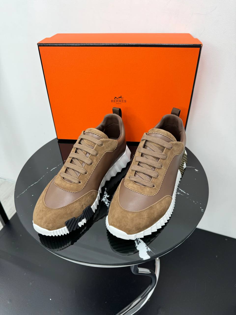 Кожаные кроссовки Hermes синие PR7764 5 Кожаные кроссовки Hermes синие PR7764 5