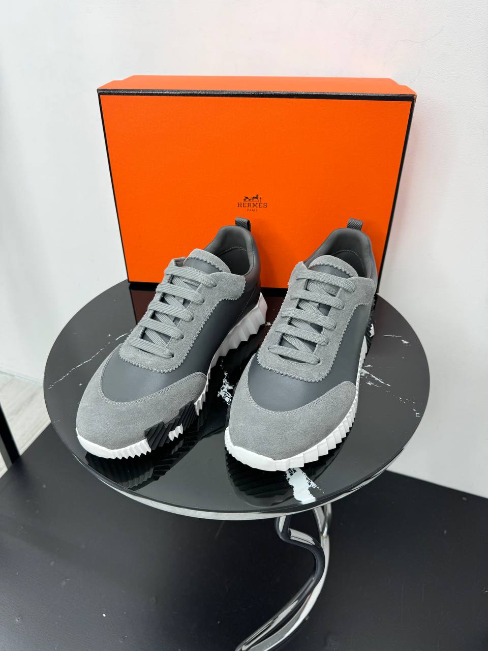 Кожаные кроссовки Hermes синие PR7764 4 Кожаные кроссовки Hermes синие PR7764 4